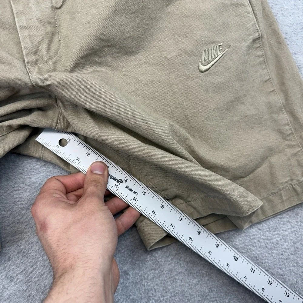 Nike Club Khaki washed Chino‎ Shorts Cotton Swoosh Beige Brown Casual Size 32 M